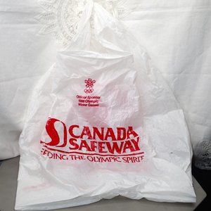 Vintage 1980's Canada Safeway Feeding the Olympic Spirit Plastic Bag 1988